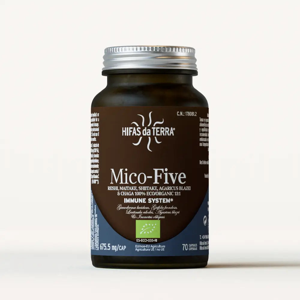 Extractos puros Mico-Five de hongos reishi, shiitake, maitake, sun y chaga