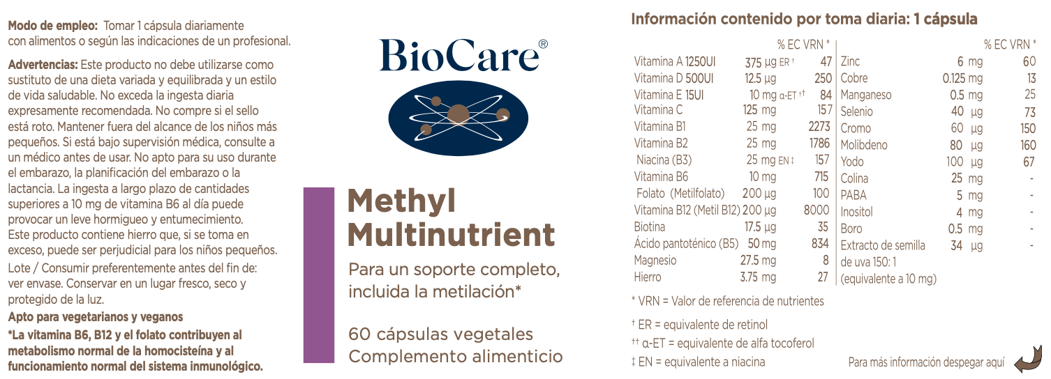 Multrinutiente de Metilo · Biocare | 60 cápsulas
