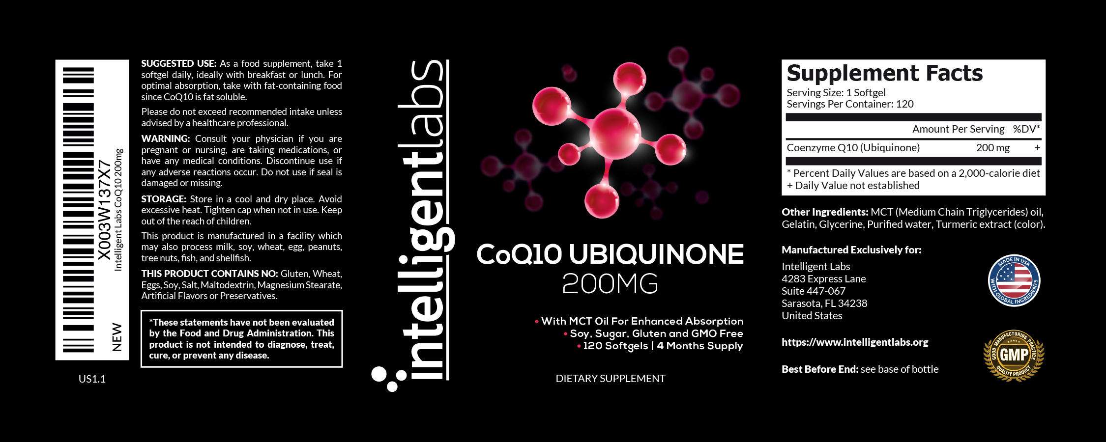 Antioxidant CoQ10 Ubiquinone · Intelligent Labs | 120 capsules