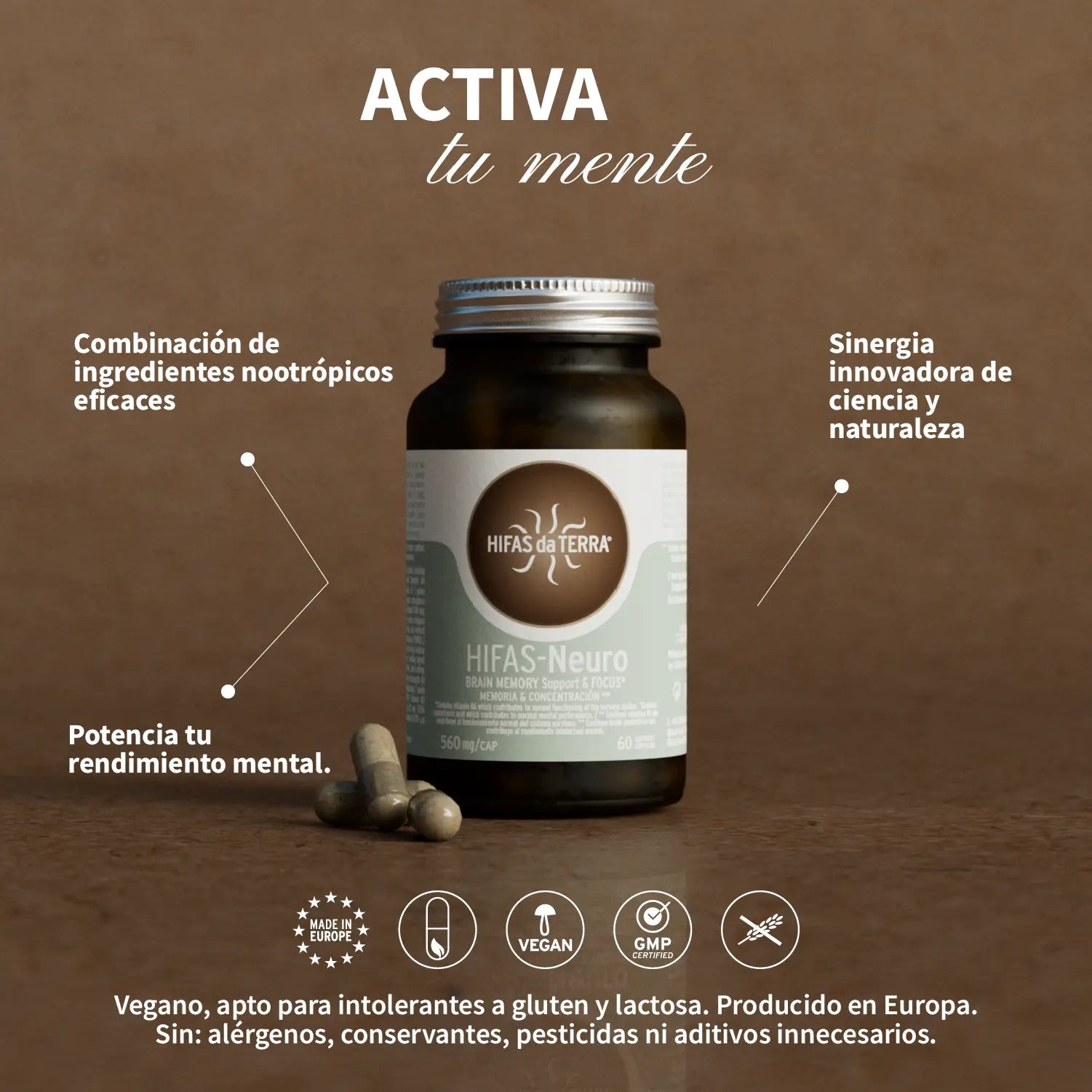 Melena de León y Chaga Hifas-Neuro · Hifas da Terra | 60 cápsulas