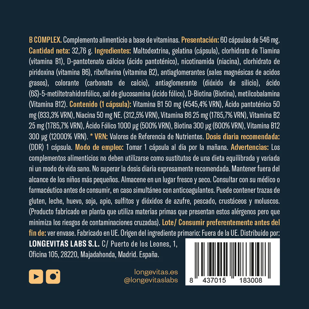 B-Complex · Longevitas | 60 capsules
