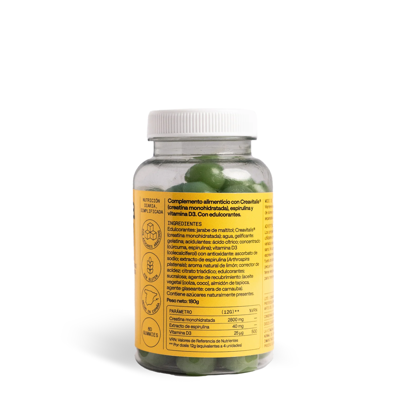 Ingredientes gominolas Alma Vital vitamina D3 sin gluten sin azúcar añadido