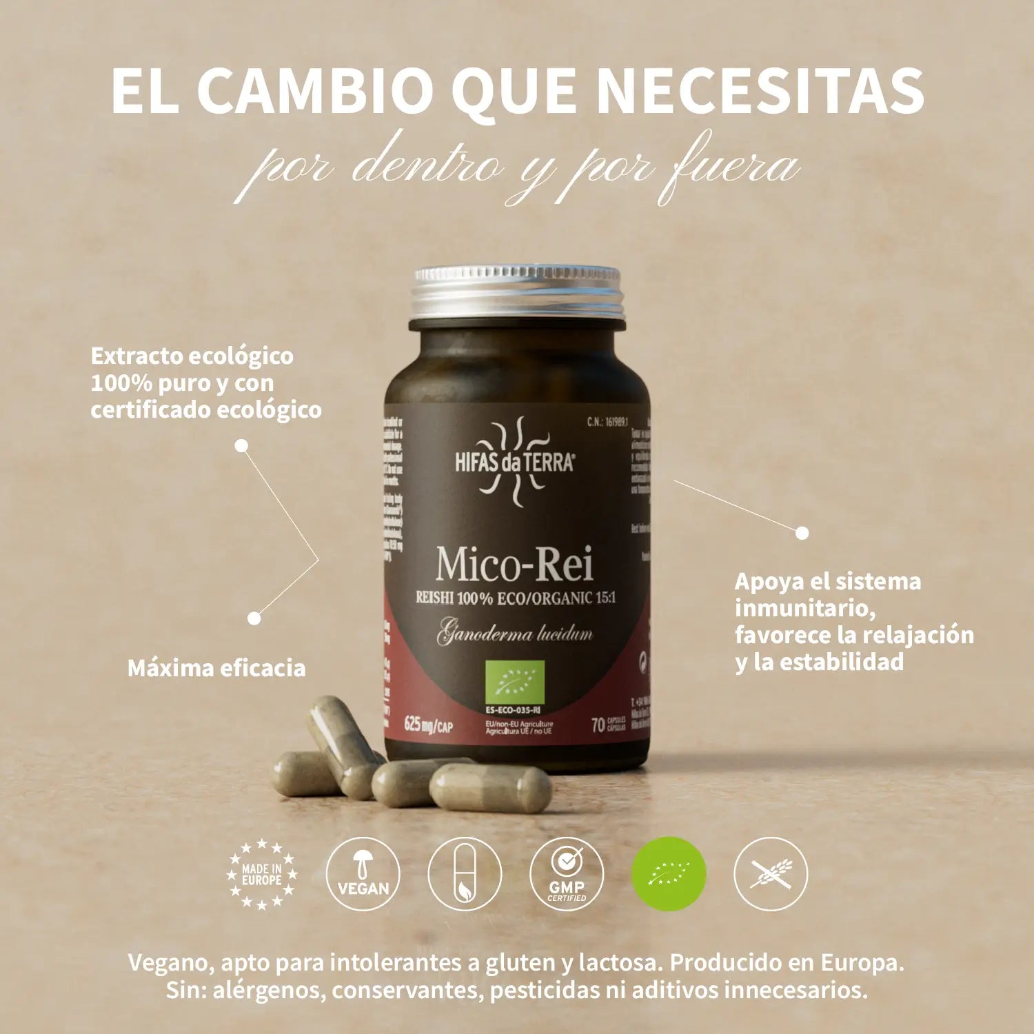 Reishi Mico-Rei Recarga · Hifas da Terra | 60 cápsulas